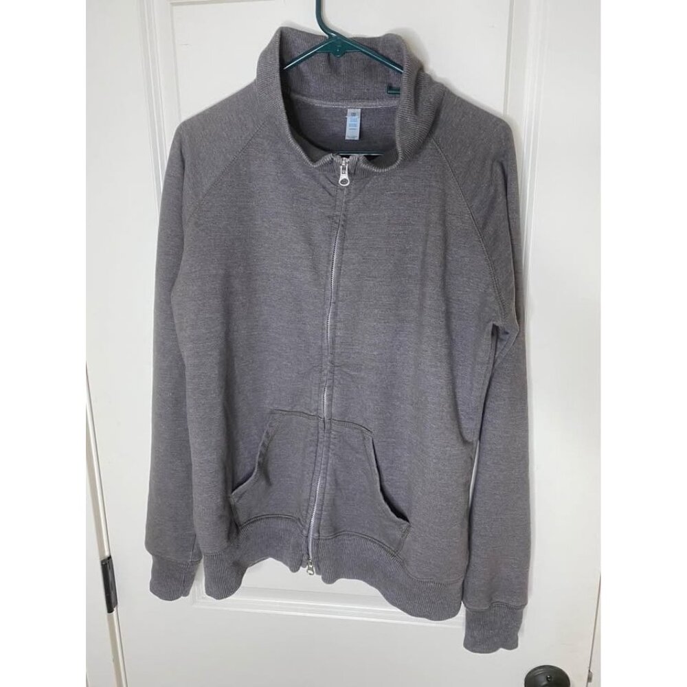 Enza Gray Full-Zip Sweatshirt Large Comfortable Fit & Front Pockets Casual Wear